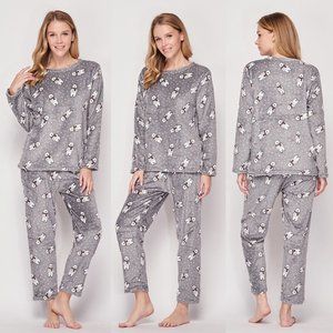 NEW Grey Polar Bear Plush Fluffy Pajama Lounge Set